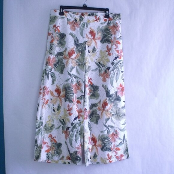 Chicos Floral Eyelet Culotte Pants - Picture 1 of 5